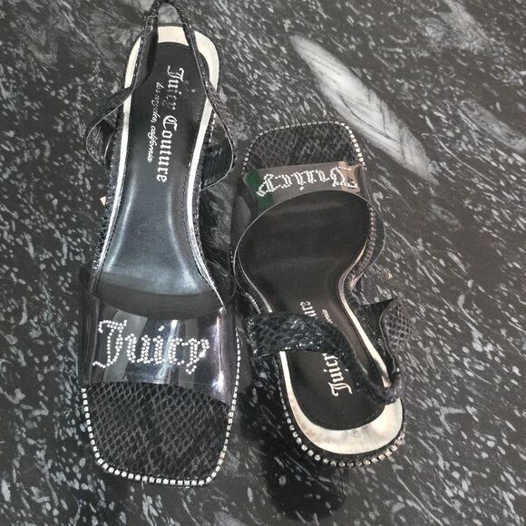 BRAND NEW JUICE COUTURE SLINGBACK DAZZLING RHINESTONE LOGO SANDAL R3 - Picture 4 of 15